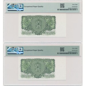 Lot, Czechoslovakia, 5 Korun 1961 - PMG 68 EPQ (2 pcs.) - low and high font in the serial number