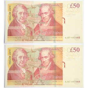 Lot, Great Britain, 50 Pounds 2010 (2 pcs.) - consecutive numbers