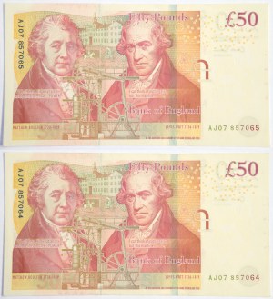 Lot, Great Britain, 50 Pounds 2010 (2 pcs.) - consecutive numbers