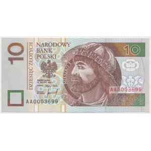 10 złotych 1994 - AA 0003699 - niski numer
