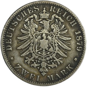 Germany, Kingdom of Saxony, Albert, 2 Mark Dresden 1879 E - RARE