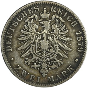 Germany, Kingdom of Saxony, Albert, 2 Mark Dresden 1879 E - RARE