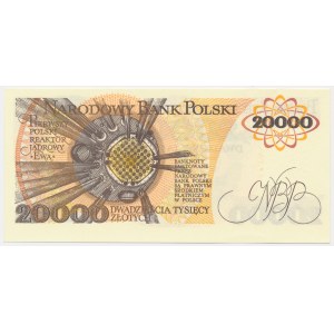20.000 złotych 1989 - AN - DESTRUKT - przesunięcie druku