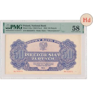50 złotych 1944 ...owe - Hd - PMG 58 - bardzo rzadka seria zastępcza
