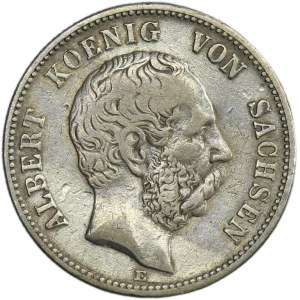 Germany, Kingdom of Saxony, Albert, 2 Mark Dresden 1877 E - RARE