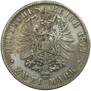 Germany, Kingdom of Saxony, Albert, 2 Mark Dresden 1877 E - RARE