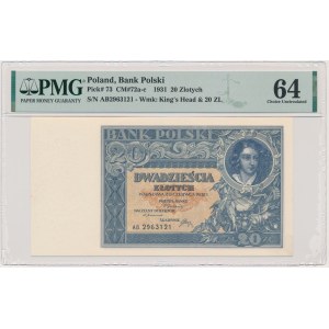 20 złotych 1931 - AB. - PMG 64