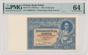 20 złotych 1931 - AB. - PMG 64