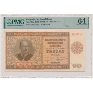 Bulgaria, 1.000 Leva 1942 - PMG 64