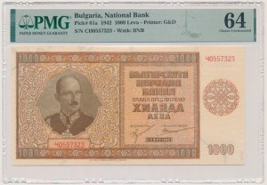 Bulgaria, 1.000 Leva 1942 - PMG 64