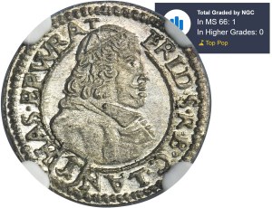 Silésie, Duché de Nysa, Frédéric de Hesse, 1 Krajcar Nysa 1681 LPH - NGC MS66