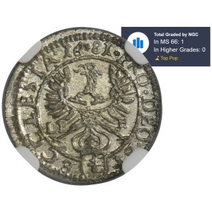 Silesia, Duchy of Neisse, Friedrich von Hessen, 1 Kreuzer Neisse 1681 LPH - NGC MS66