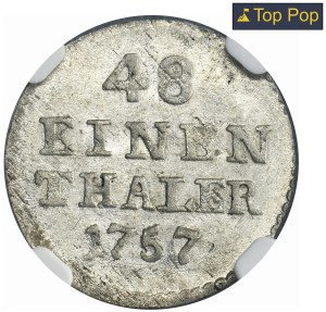 Auguste III Sas, 1/48 Thaler (demi-penny) Dresde 1757 B - NGC MS64 - RARE