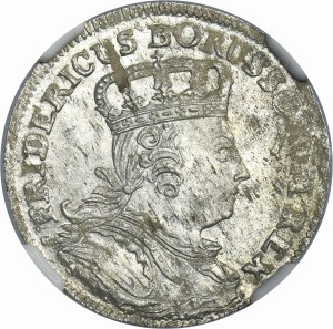 Germany, Kingdom of Prussia, Friedrich II, 6 Groschen Cleve 1757 C - NGC MS63