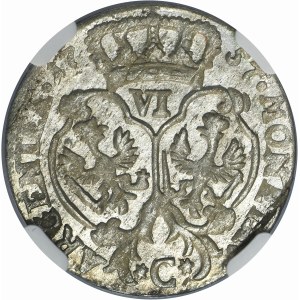 Germany, Kingdom of Prussia, Friedrich II, 6 Groschen Cleve 1757 C - NGC MS63