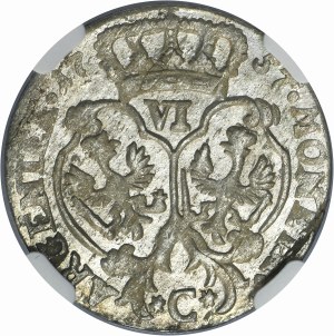 Germany, Kingdom of Prussia, Friedrich II, 6 Groschen Cleve 1757 C - NGC MS63