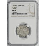 Silesia, Prussia rule, Friedrich II, 6 Groschen Breslau 1756 B - NGC MS62