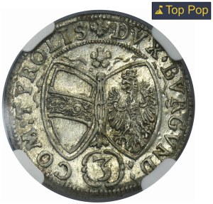 Austria, Ferdinand Karl, 3 Krajcary Hall 1653 - NGC AU58
