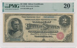 USA, Silver Certificate, 2 Dollars 1886 - Rosecrans & Jordan - PMG 20