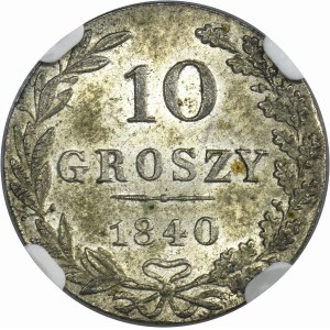 Polish Kingdom, 10 groschen Warsaw 1840 MW - NGC MS65