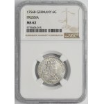 Silesia, Prussia rule, Friedrich II, 6 Groschen Breslau 1756 B - NGC MS62