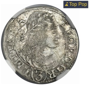 Austria, Leopold I, 3 Kreuzer Kuttenberg 1659 - NGC AU55