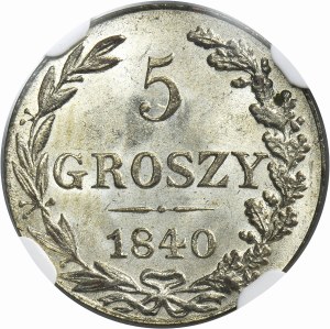 5 groschen Warsaw 1840 MW - NGC MS65