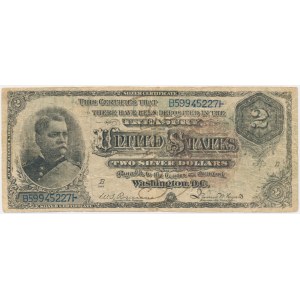 USA, Silver Certificate, 2 dolary 1886 - Rosecrans & Hyatt -