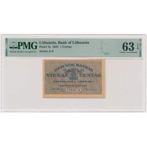 Lithuania, 1 Centas 1922 - PMG 63 EPQ