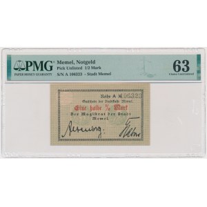 Memel (Klaipeda), 1/2 Mark (1921) - PMG 63 - RARE