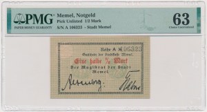 Memel (Klaipeda), 1/2 Mark (1921) - PMG 63 - RARE