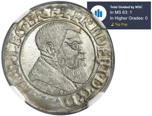 Silesia, Duchy of Liegnitz-Brieg-Wohlau, Friedrich II, Groschen Leignitz 1543 - NGC MS63