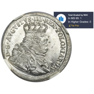 Augustus III of Poland, 6 Groschen Leipzig 1754 EC - NGC MS65