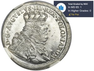 Augustus III of Poland, 6 Groschen Leipzig 1754 EC - NGC MS65