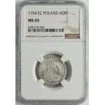 Augustus III of Poland, 6 Groschen Leipzig 1754 EC - NGC MS65