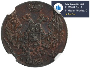 Kingdom of Poland, 1 groschen Warsaw 1838 MW - NGC MS64 BN - RARE