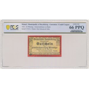 Heydekrug, 25 Pfennig 1921 - PCGS 66 PPQ