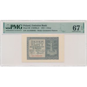 1 złoty 1941 - AA - PMG 67 EPQ - poszukiwana seria