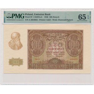 100 złotych 1940 - A - PMG 65 EPQ - pierwsza seria