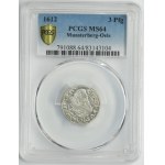 Silesia, Duchy of Münsterberg-Oels, Karl II, 3 Kreuzer Oels 1612 - PCGS MS64