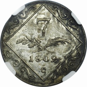Austria, Franz II, 7 Kreuzer Prague 1802 C - NGC AU58