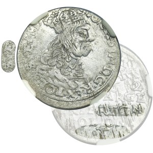 John II Casimir, 3 Groschen Krakau 1662 AT - NGC AU50