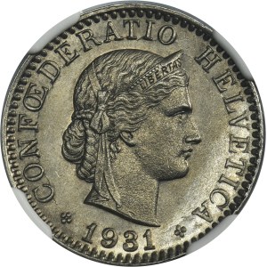 Switzerland, 20 Rappen Bern 1931 B - NGC MS65