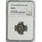 Switzerland, 20 Rappen Bern 1931 B - NGC MS65