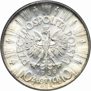 Piłsudski, 10 złotych 1939 - NGC MS64
