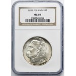 Piłsudski, 10 złotych 1939 - NGC MS64