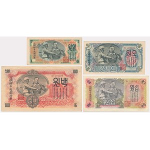 Korea Północna, zestaw 1-100 won 1947 (4 szt.)
