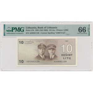 Lithuania, 10 Litu 1991 - AD - PMG 66 EPQ