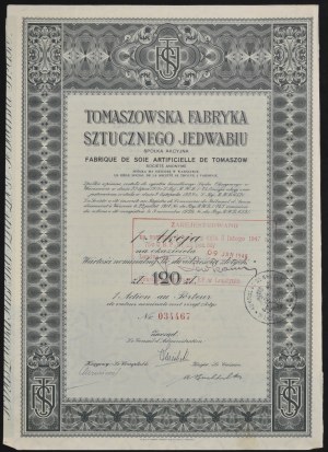 Tomaszowska Fabryka Sztucznego Jedwabiu S.A., PLN 120.