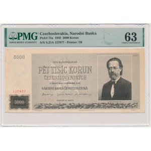 Czechoslovakia, 5.000 Korun 1945 - PMG 63